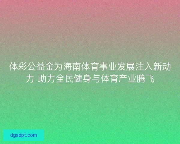 体彩公益金为海南体育事业发展注入新动力 助力全民健身与体育产业腾飞