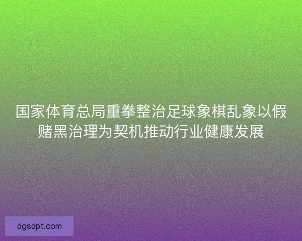 国家体育总局重拳整治足球象棋乱象以假赌黑治理为契机推动行业健康发展
