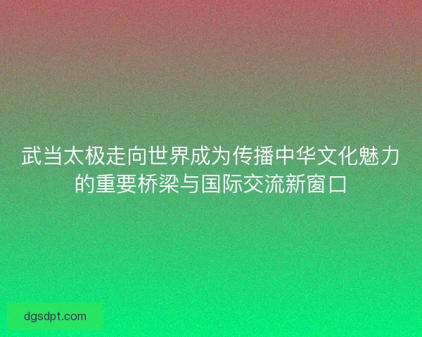 武当太极走向世界成为传播中华文化魅力的重要桥梁与国际交流新窗口 武当太极走向世界成为传播中华文化魅力的重要桥梁与国际交流新窗口