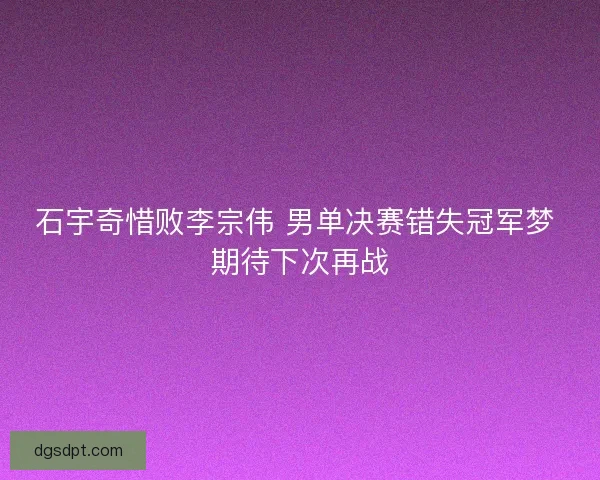 石宇奇惜败李宗伟 男单决赛错失冠军梦 期待下次再战 石宇奇惜败李宗伟 男单决赛错失冠军梦 期待下次再战